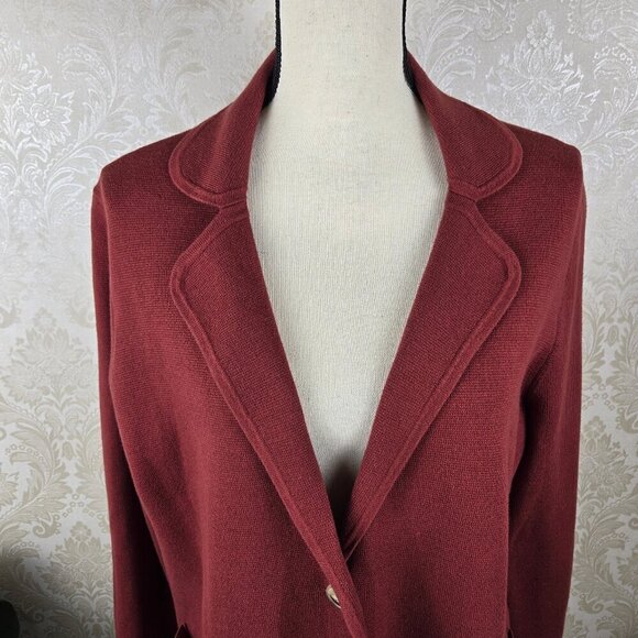 J Crew Size Medium Rust Red Slouchy Cardigan 2 Button Closure Pockets Collar NWT - Picture 2 of 13